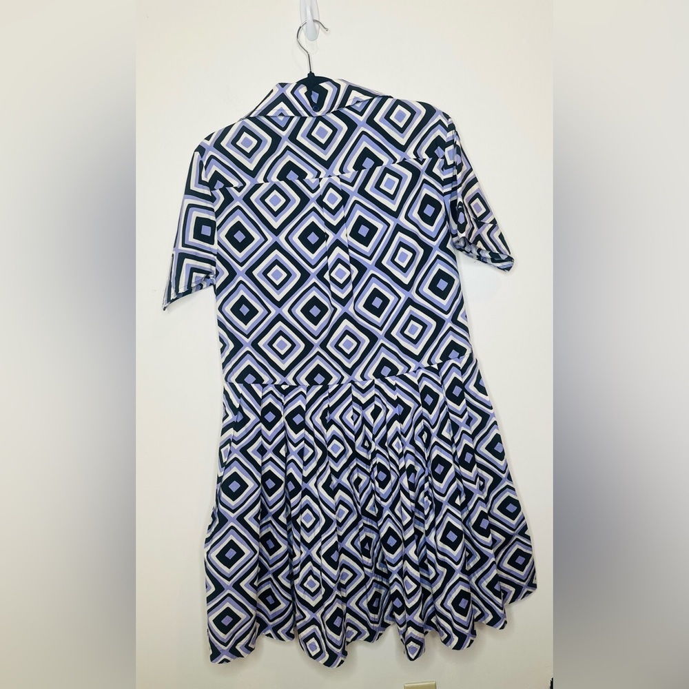 PENDO GEOMETRIC COTTON POPLIN
SHIRTDRESS IN LILAC - Picture 6 of 9